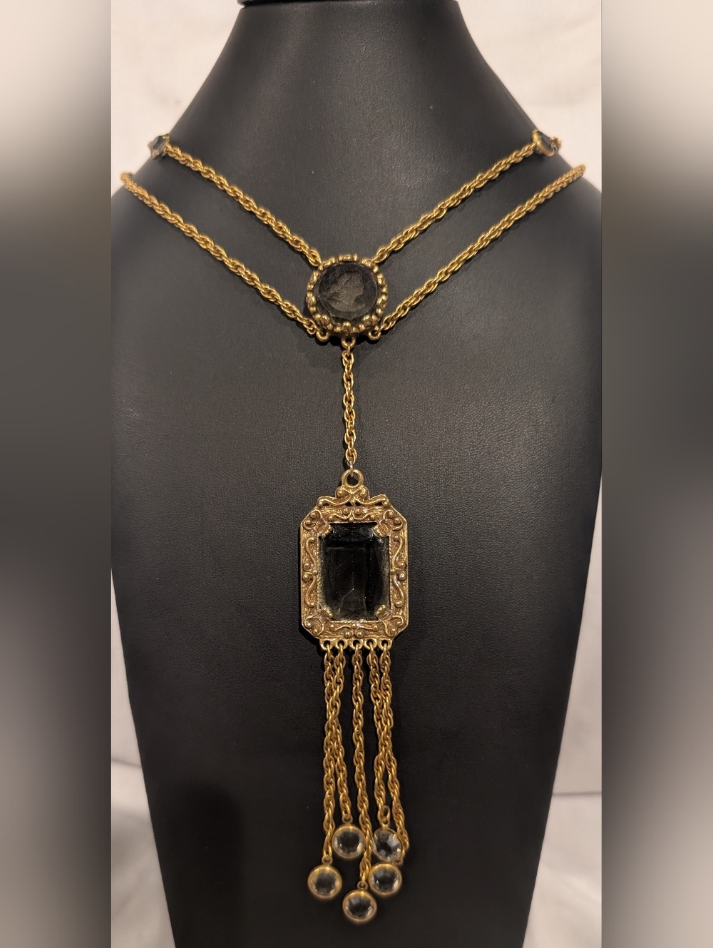 Gold Double-Strand Medallion Pendant Necklace - Women's Jewelry - Picture 3 of 8